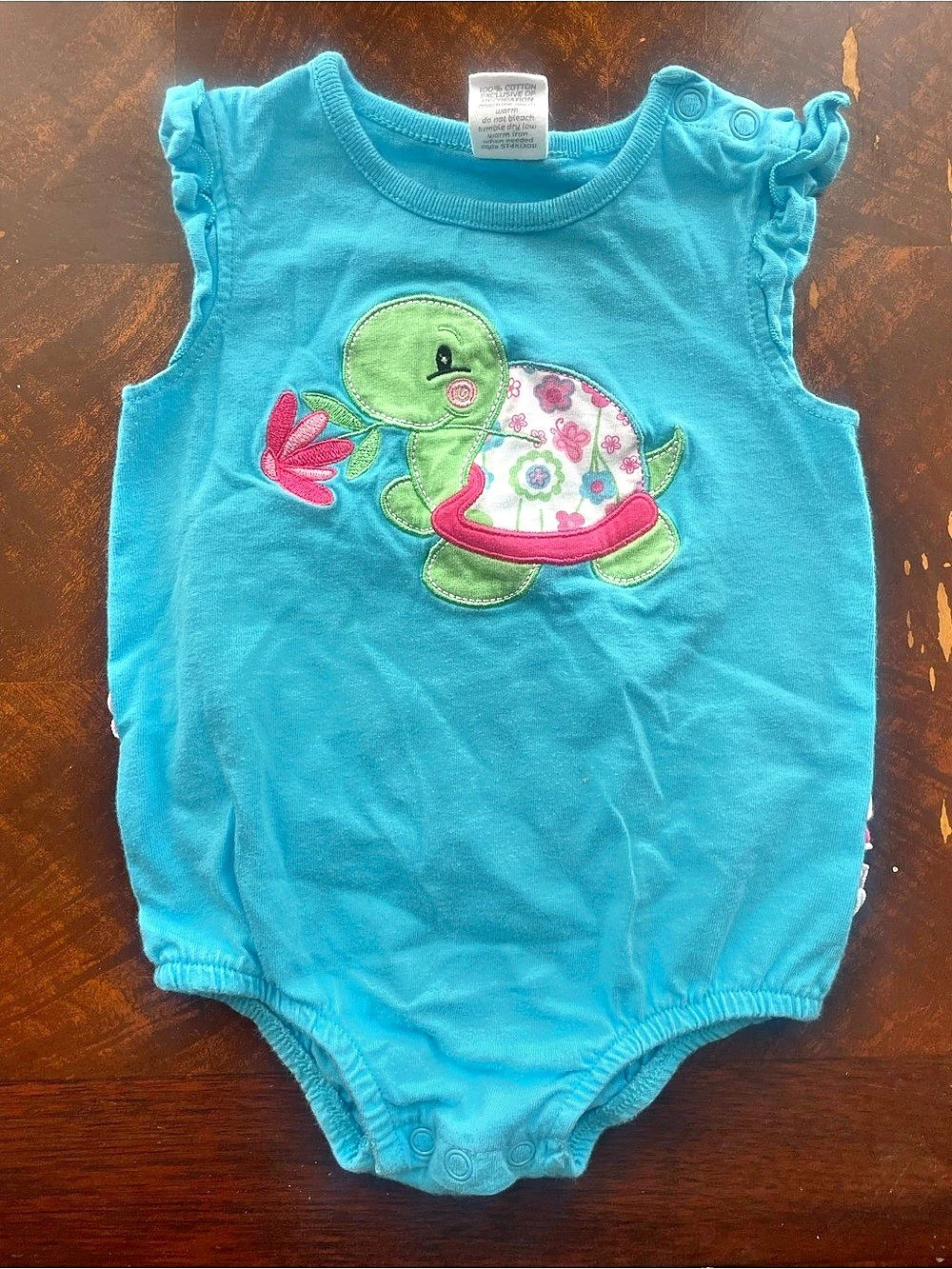 Little Lass Baby 12M Blue Appliqué Bodysuit